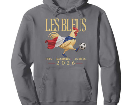 Les Bleus 2026 France Soccer Hoodie Rooster Wearing French Flag