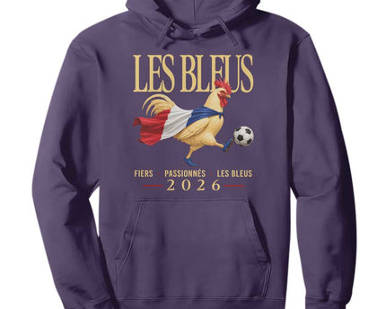 Les Bleus 2026 France Soccer Hoodie Rooster Wearing French Flag