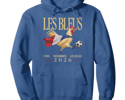 Les Bleus 2026 France Soccer Hoodie Rooster Wearing French Flag