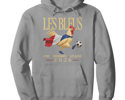 Les Bleus 2026 France Soccer Hoodie Rooster Wearing French Flag
