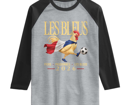 Les Bleus 2026 France Soccer Raglan Shirt Rooster Wearing French Flag