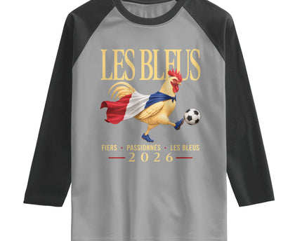 Les Bleus 2026 France Soccer Raglan Shirt Rooster Wearing French Flag