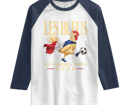 Les Bleus 2026 France Soccer Raglan Shirt Rooster Wearing French Flag