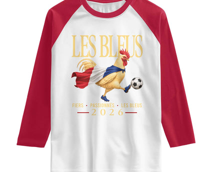 Les Bleus 2026 France Soccer Raglan Shirt Rooster Wearing French Flag
