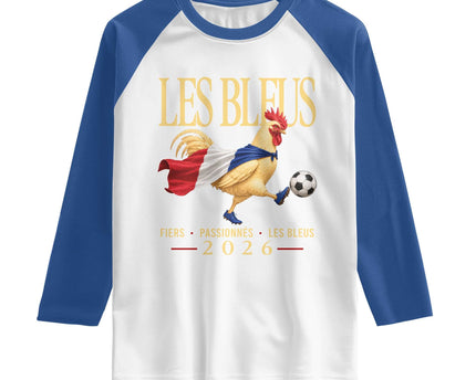Les Bleus 2026 France Soccer Raglan Shirt Rooster Wearing French Flag
