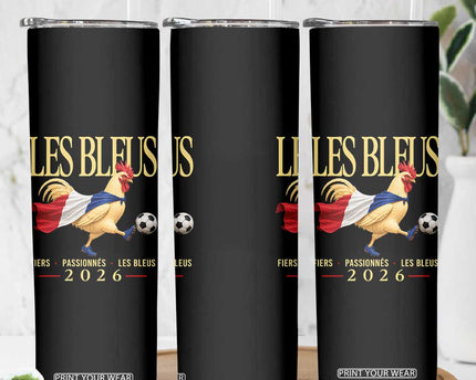 Les Bleus 2026 France Soccer Skinny Tumbler Rooster Wearing French Flag