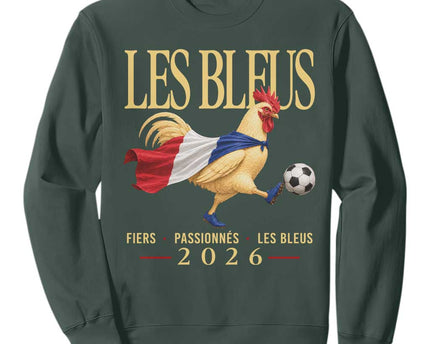 Les Bleus 2026 France Soccer Sweatshirt Rooster Wearing French Flag