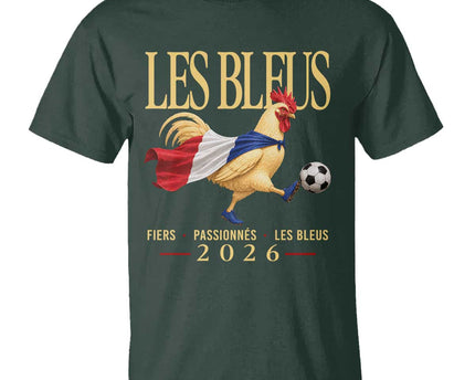 Les Bleus 2026 France Soccer T Shirt Rooster Wearing French Flag