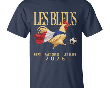 Les Bleus 2026 France Soccer T Shirt Rooster Wearing French Flag