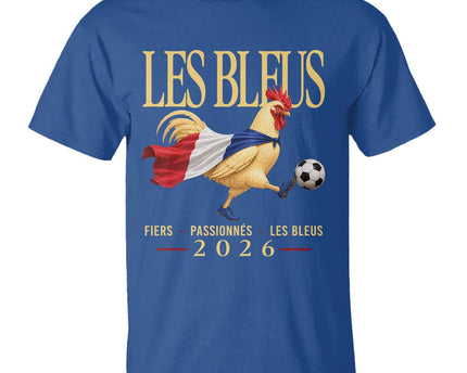 Les Bleus 2026 France Soccer T Shirt Rooster Wearing French Flag