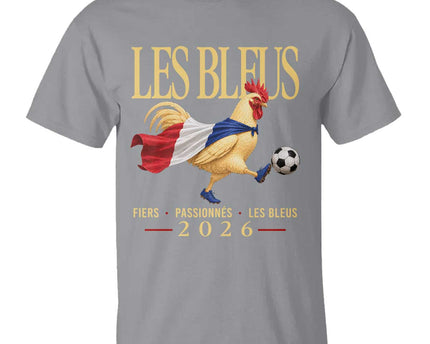 Les Bleus 2026 France Soccer T Shirt Rooster Wearing French Flag
