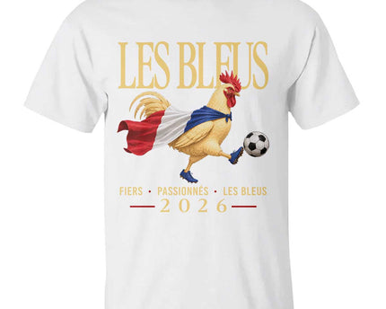 Les Bleus 2026 France Soccer T Shirt Rooster Wearing French Flag