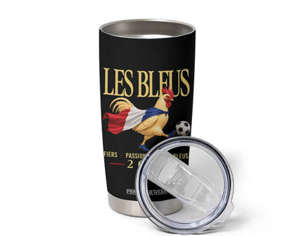 Les Bleus 2026 France Soccer Tumbler Cup Rooster Wearing French Flag