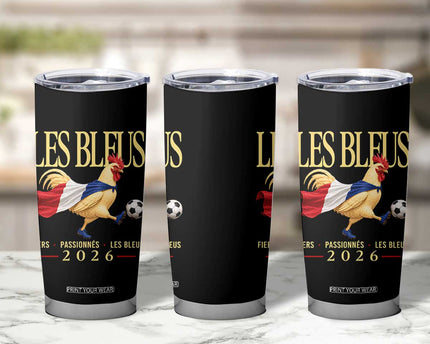 Les Bleus 2026 France Soccer Tumbler Cup Rooster Wearing French Flag