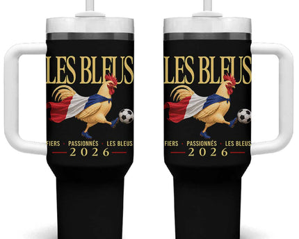 Les Bleus 2026 France Soccer Tumbler With Handle Rooster Wearing French Flag