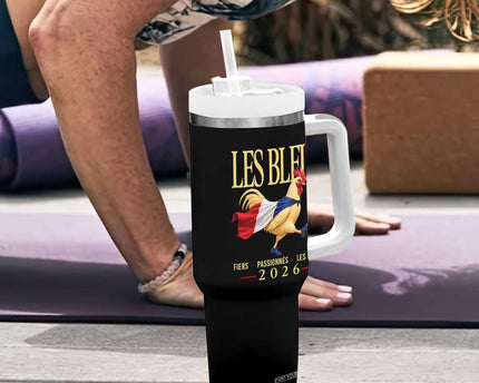 Les Bleus 2026 France Soccer Tumbler With Handle Rooster Wearing French Flag