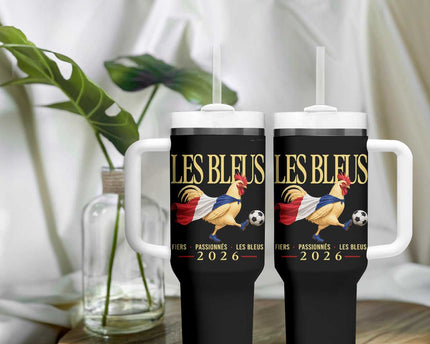 Les Bleus 2026 France Soccer Tumbler With Handle Rooster Wearing French Flag