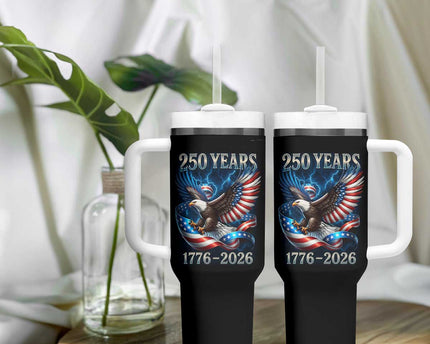 250 Years America Tumbler With Handle Eagle and Flag 250th Anniversary USA Patriotic 1776 2026