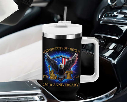 250 Years America Flag Tumbler With Handle Eagle 250th Anniversary USA Patriotic 1776 2026