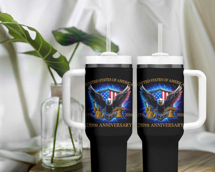 250 Years America Flag Tumbler With Handle Eagle 250th Anniversary USA Patriotic 1776 2026