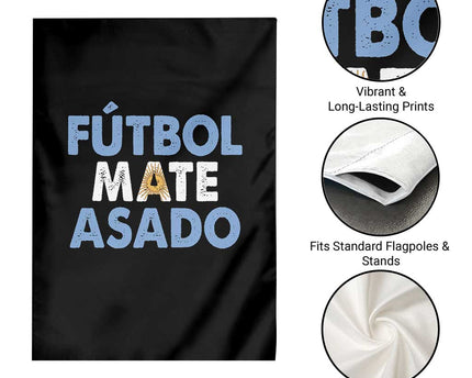 Futbol Mate Asado Argentina Soccer Fan Garden Flag Argentinian Flag Pride Vintage Football Lovers