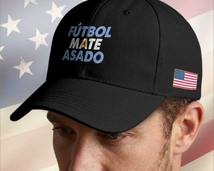 Futbol Mate Asado Argentina Soccer Fan Baseball Cap Argentinian Flag Pride Vintage Football Lovers