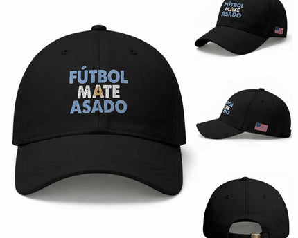 Futbol Mate Asado Argentina Soccer Fan Baseball Cap Argentinian Flag Pride Vintage Football Lovers