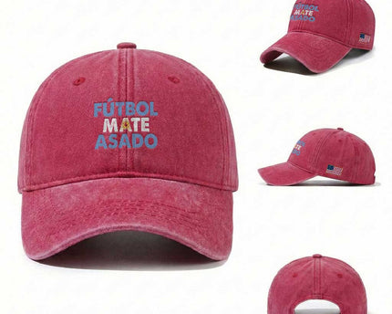 Futbol Mate Asado Argentina Soccer Fan Washed Cotton Baseball Cap