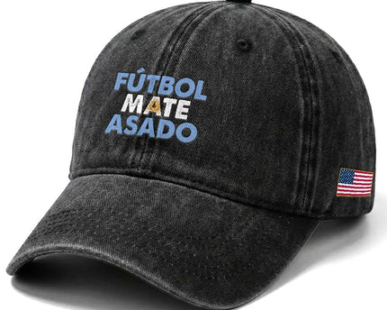 Futbol Mate Asado Argentina Soccer Fan Washed Cotton Baseball Cap