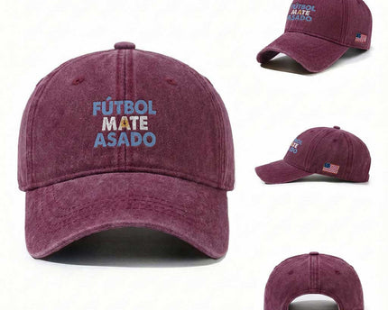 Futbol Mate Asado Argentina Soccer Fan Washed Cotton Baseball Cap