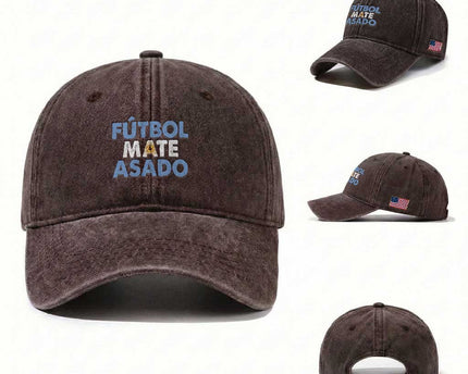 Futbol Mate Asado Argentina Soccer Fan Washed Cotton Baseball Cap