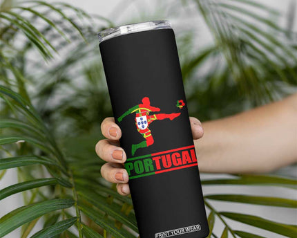 Portugal Soccer Skinny Tumbler Portuguese Flag Futebol Football Player