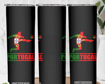 Portugal Soccer Skinny Tumbler Portuguese Flag Futebol Football Player