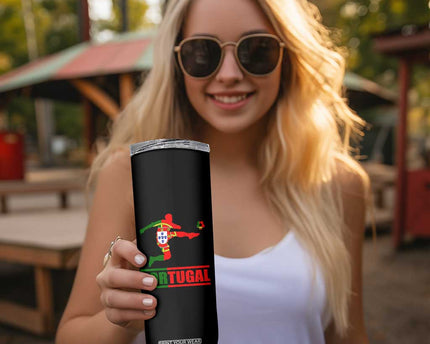 Portugal Soccer Skinny Tumbler Portuguese Flag Futebol Football Player