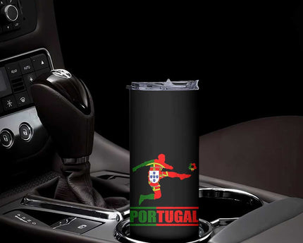 Portugal Soccer Skinny Tumbler Portuguese Flag Futebol Football Player