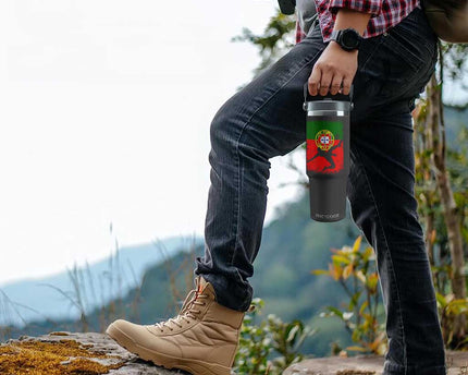 Portugal Soccer Flip Straw Tumbler Portuguese Flag Futebol Football Fan