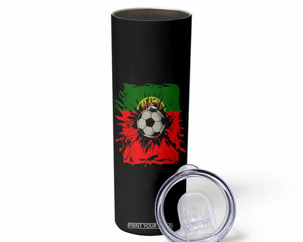 Portugal Soccer Skinny Tumbler Portuguese Flag Soccer Ball Futebol