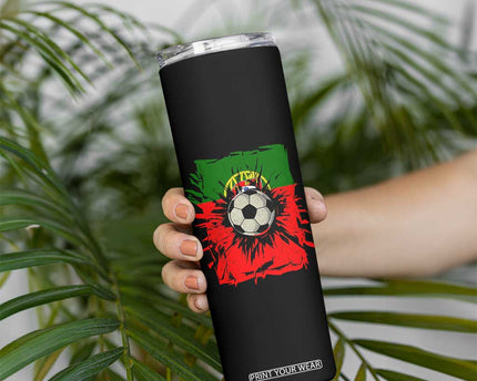 Portugal Soccer Skinny Tumbler Portuguese Flag Soccer Ball Futebol