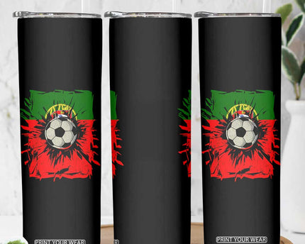 Portugal Soccer Skinny Tumbler Portuguese Flag Soccer Ball Futebol