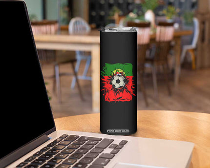 Portugal Soccer Skinny Tumbler Portuguese Flag Soccer Ball Futebol