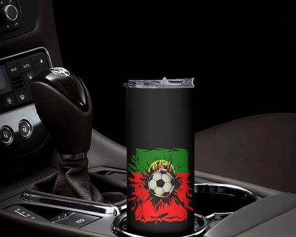 Portugal Soccer Skinny Tumbler Portuguese Flag Soccer Ball Futebol