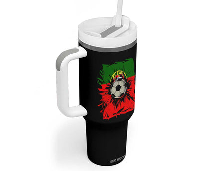 Portugal Soccer Tumbler With Handle Portuguese Flag Soccer Ball Futebol