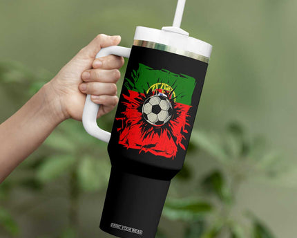 Portugal Soccer Tumbler With Handle Portuguese Flag Soccer Ball Futebol