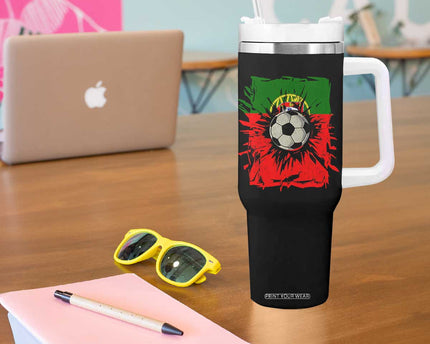 Portugal Soccer Tumbler With Handle Portuguese Flag Soccer Ball Futebol