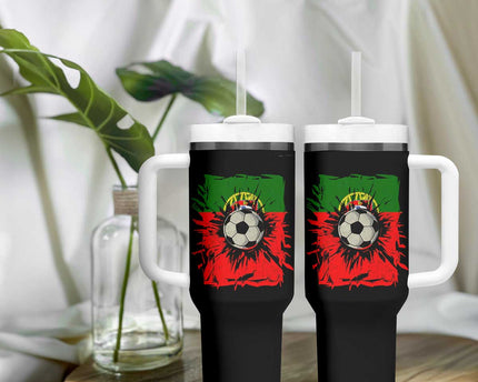 Portugal Soccer Tumbler With Handle Portuguese Flag Soccer Ball Futebol