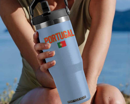 Portugal Flip Straw Tumbler Portuguese Flag Futebol Fan