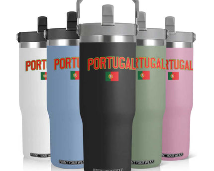 Portugal Flip Straw Tumbler Portuguese Flag Futebol Fan