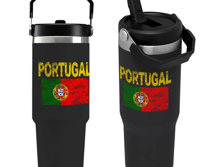 Portugal Flag Flip Straw Tumbler Retro Vintage Portuguese Flags Futebol