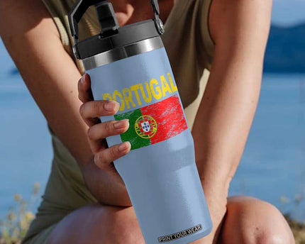 Portugal Flag Flip Straw Tumbler Retro Vintage Portuguese Flags Futebol