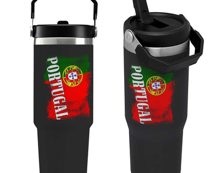Portugal Flag Flip Straw Tumbler Retro Vintage Futebol Portuguese Flags